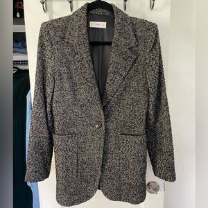 Mango Black and Gray Textured Blazer